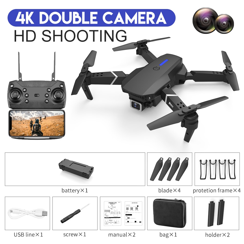 E88 Drone Aerial Photography HD 4K Dual Camera Remote Control Airplane Toy view 3