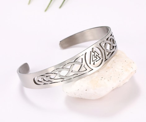 Asgard Crafted Handcrafted Stainless Steel Valknut Symbol And Celtic Design Bracelet view 5
