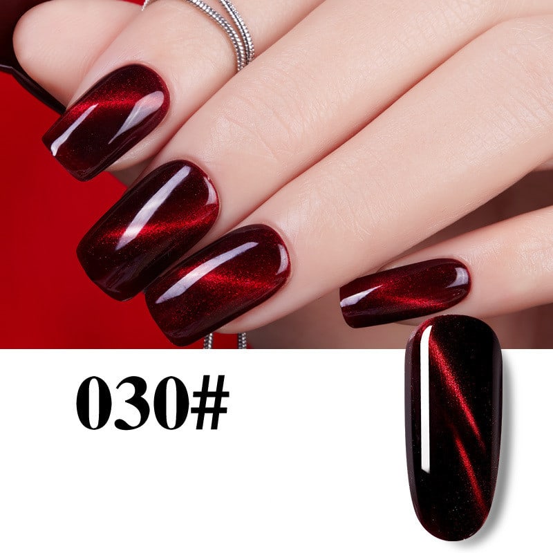 Flame Red Cat Eye Gel Enhancements view 7