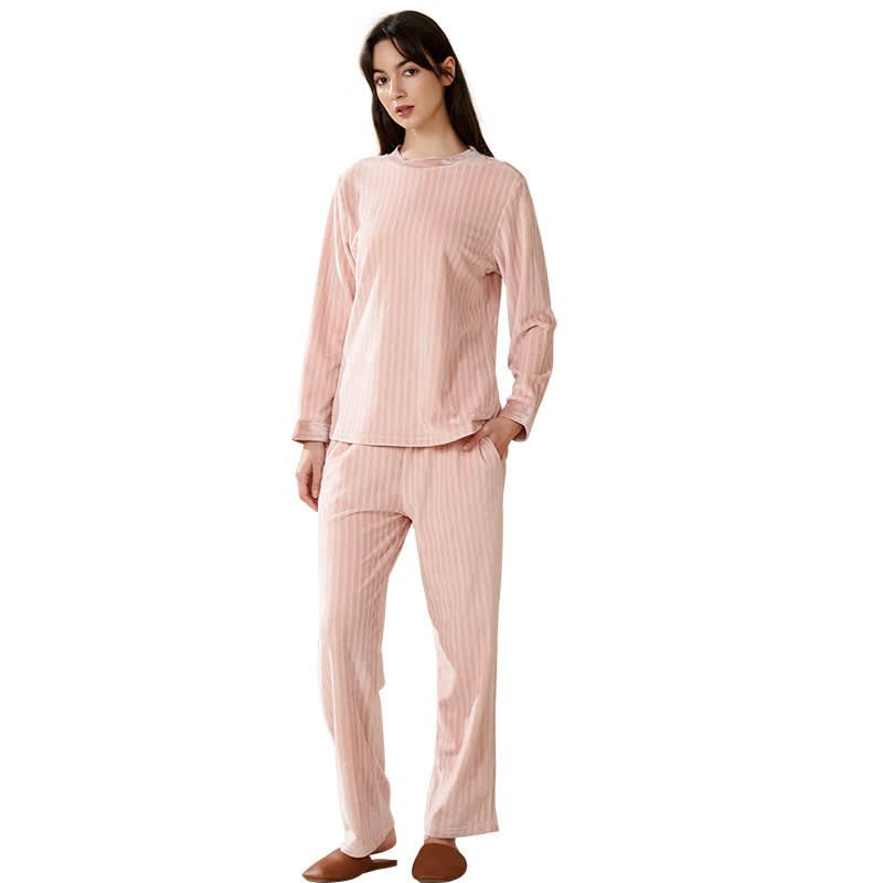 Coral Velvet Pajamas Women's Autumn And Winter Velvet Thickening Outfit Flannel Casual Plus Size Keep Warm Homewear view 5