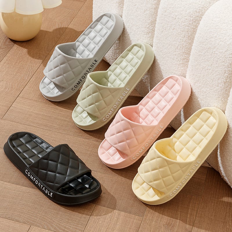 Men's Home Slippers With Plaid Design Soft-soled Silent Indoor Floor Bathing Slippers Women House Shoes Summer view 6