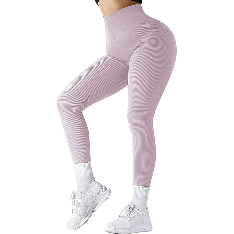 High Waist Seamless Leggings Threaded Knitted Fitness Pants Solid Women's Slimming Sports Yoga Pants Elastic Running Sport Leggings view 11