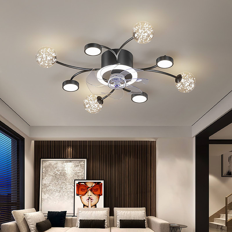 Modern Smart Bedroom Ceiling Fan Lamp view 2