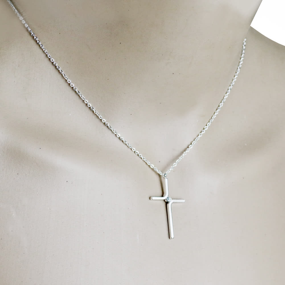 Cross Pendant New Simple Necklace Titanium Steel Plating view 5