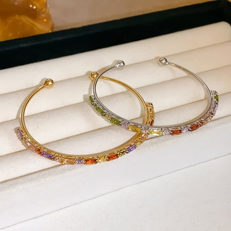 Women's Elegant Open Bangle, Light Luxury Versatile Colorful Bracelet, Ideal Gift For Ladies view 8