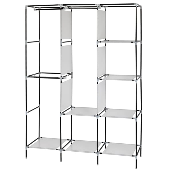 4 Layers, 8 Grids With Fabric Cover, 3 Hanging Clothes Poles, Non-woven Wardrobe view 9
