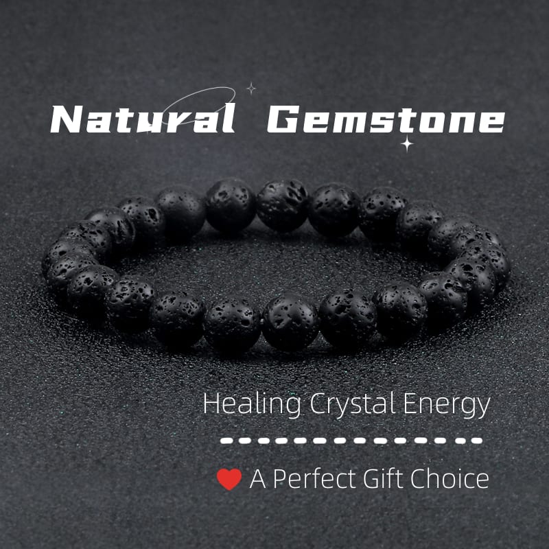Natural Volcanic Stone Beads Bracelets Black Lava Men Women Bracelet Aromatherapy Essential Oil Diffuser Bangle view 12