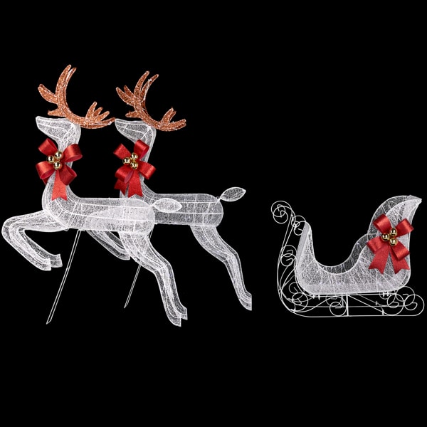 211X27.5X100cm Deer Sled, White Light, Powder Mesh, Christmas Lights, Reindeer view 12