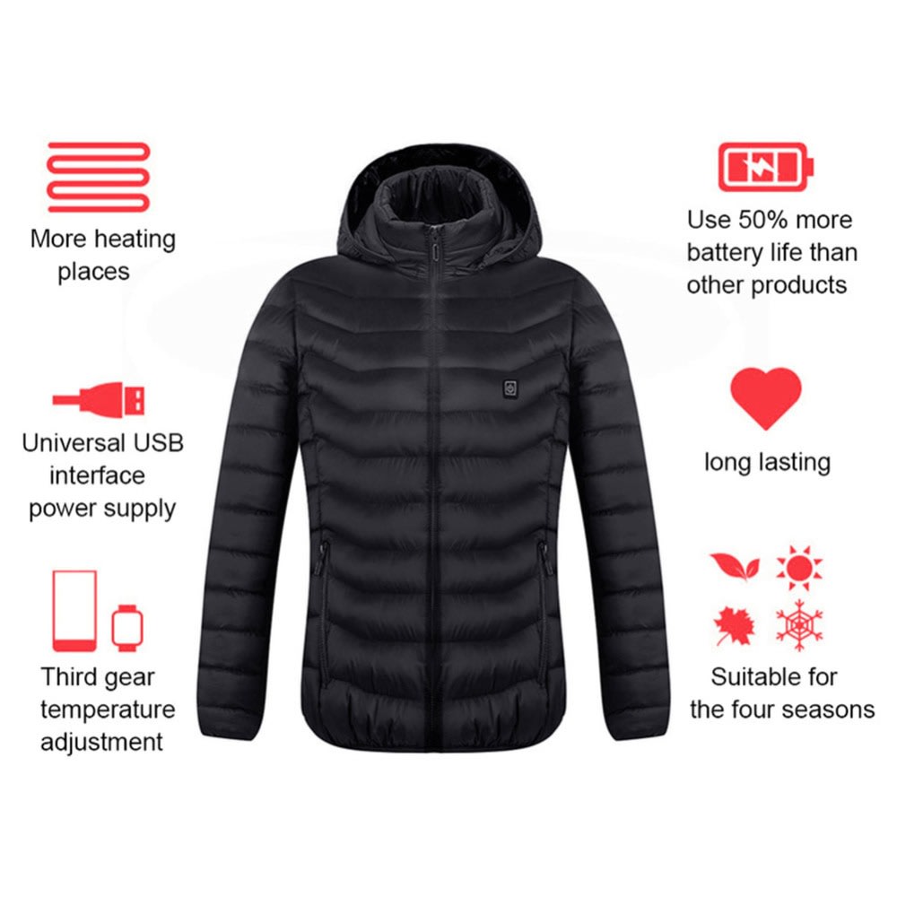 Winter Heated Jacket USB Electric Cotton Coat Zip-up Heater Thermal Clothing Heating Vest For Men view 22