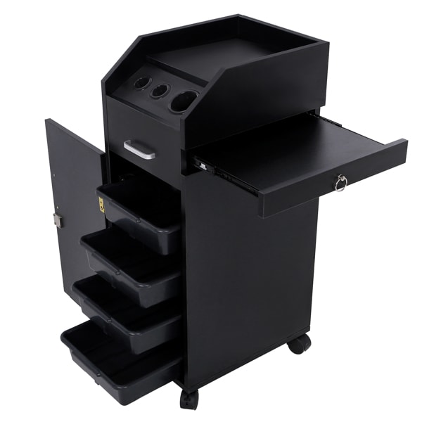 16mm Particle Board, ABS Tray,, Black Hair Salon Tool Cart view 12