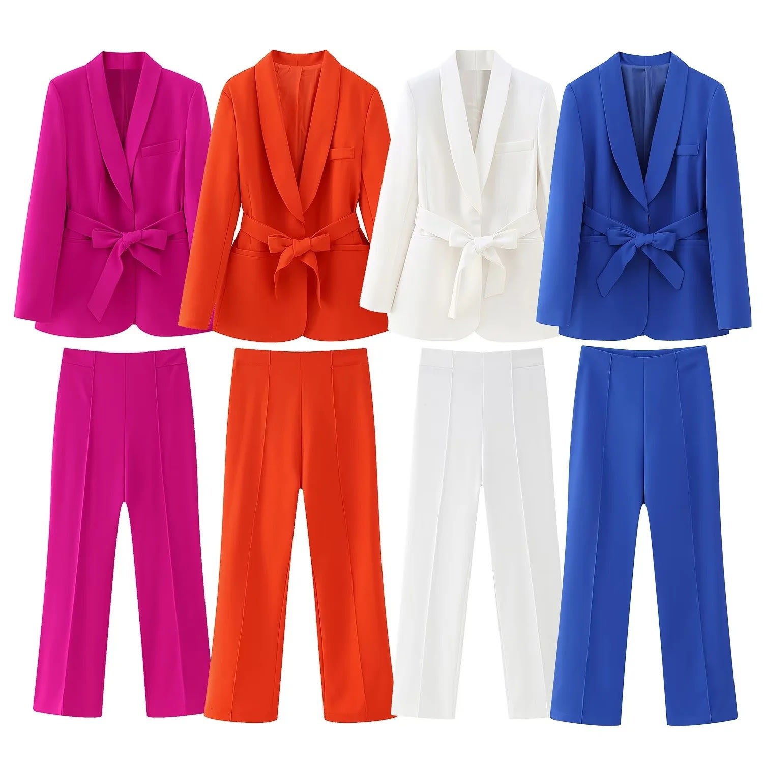 Women's French Style With Belt Dress Small Suit Jacket Casual Trousers view 25