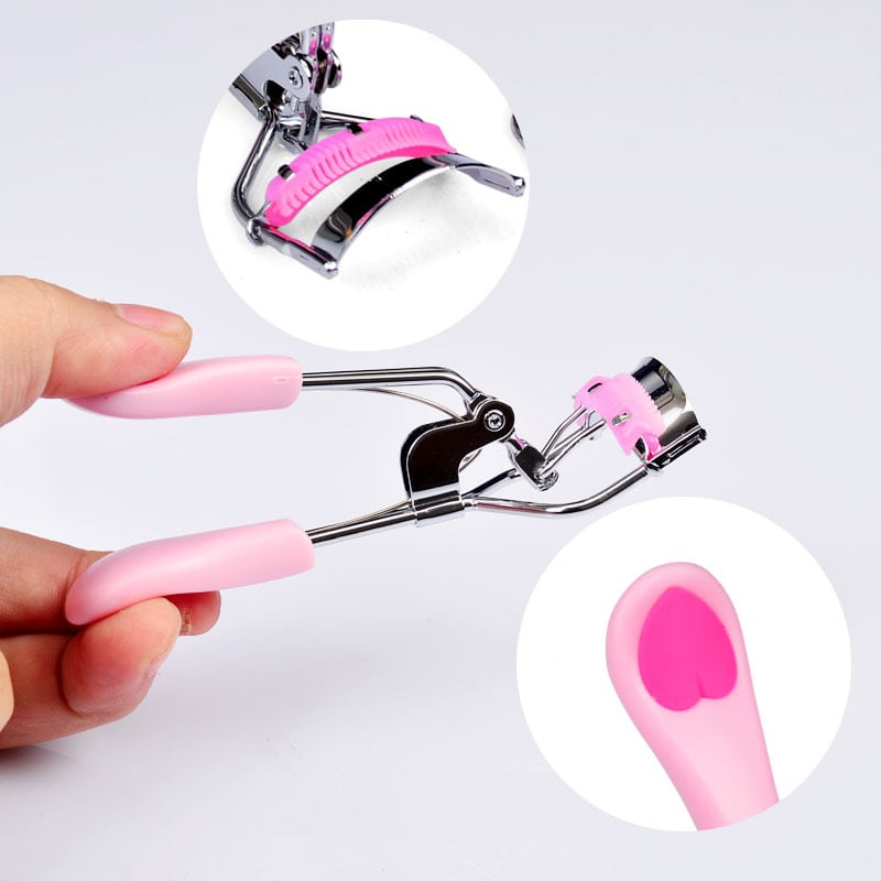 Peach Heart Handle Eyelash Curler With Comb Fan-shaped Wide Angle Edge view 4