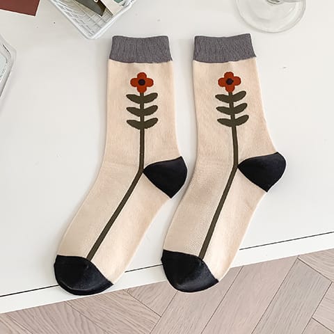 Socks Female Literary Fan In Tube Cotton view 9