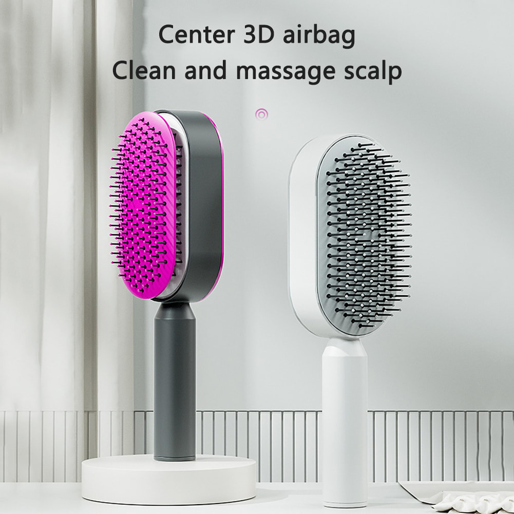 Self Cleaning Hair Brush For Women One-key Cleaning Hair Loss Airbag Massage Scalp Comb Anti-Static Hairbrush view 24