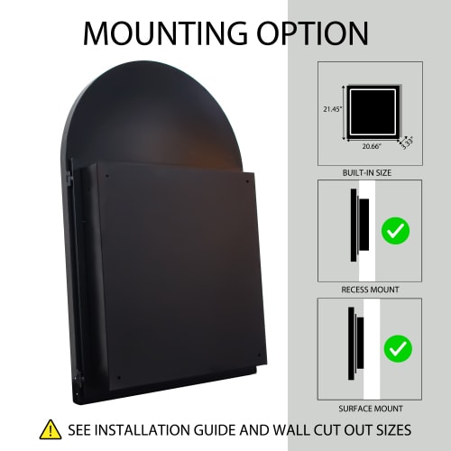 24x36 Inch Arched Recessed Medicine Cabinet, Metal Framed Bathroom Wall Cabinet With Mirror And Adjustable Shelves, Wall Mirror With Storage For Bathroom, Matte Black view 9