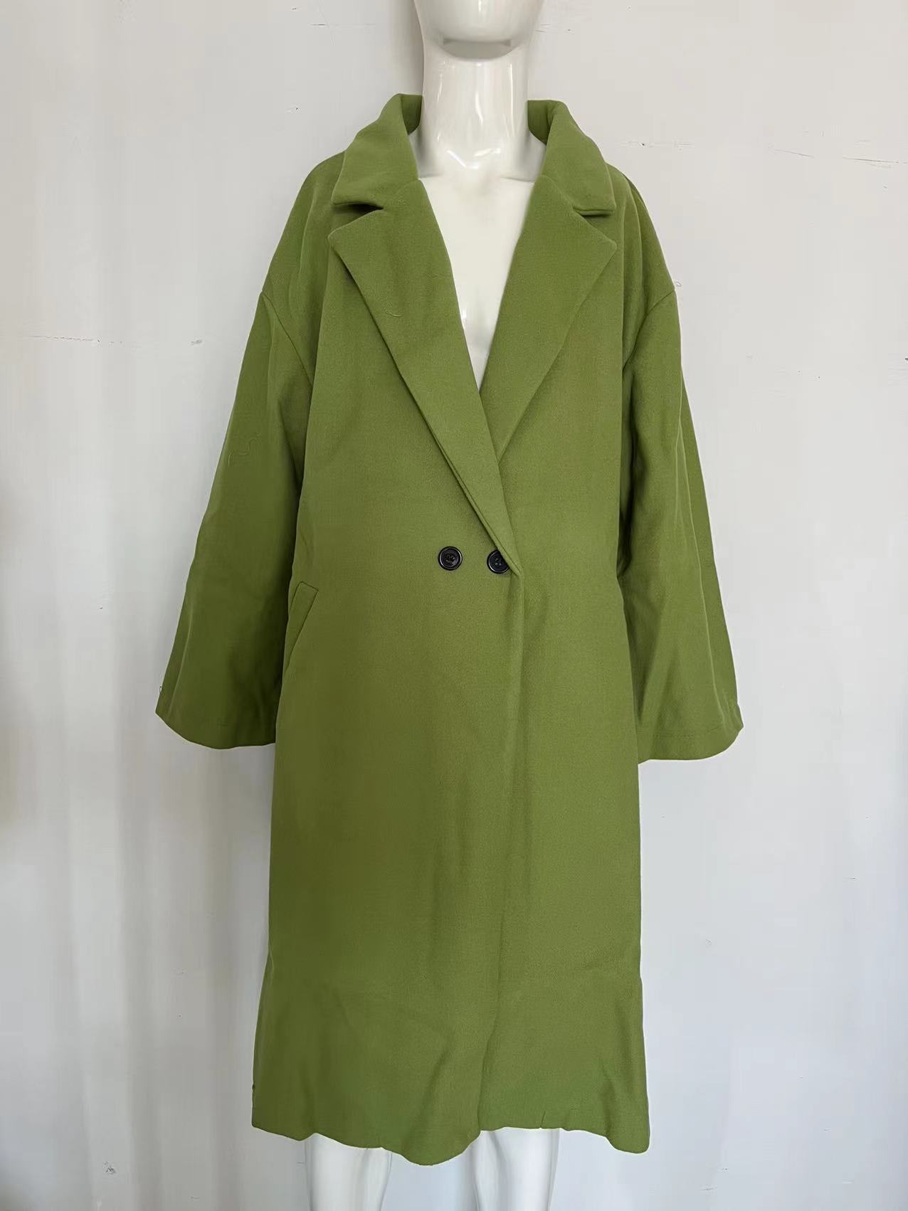 European And American Women's New Long Sleeved Large Woolen Overcoat view 8
