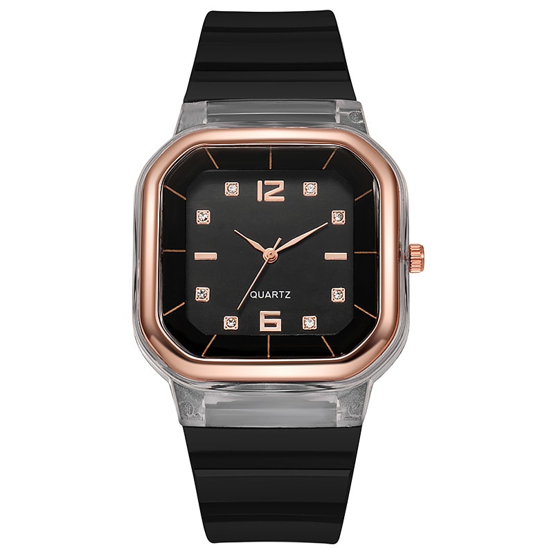 Student Style Children's Silicone Diamond Trend Fashion Square Women's Watch view 6