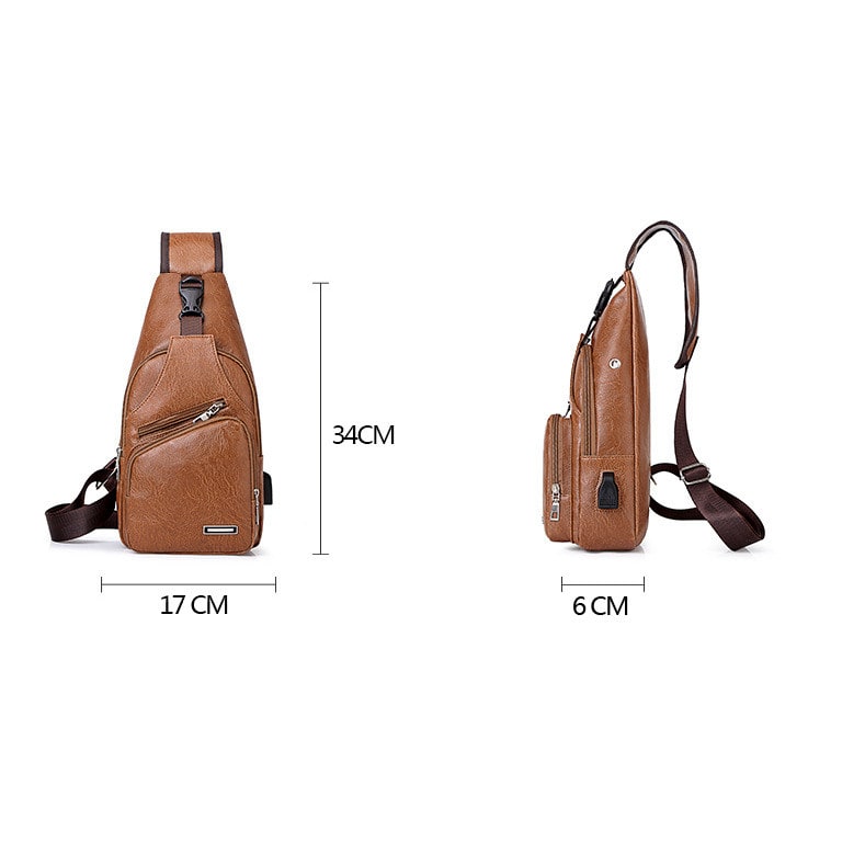Casual Fashion Men's USB Charging Chest Bag view 17