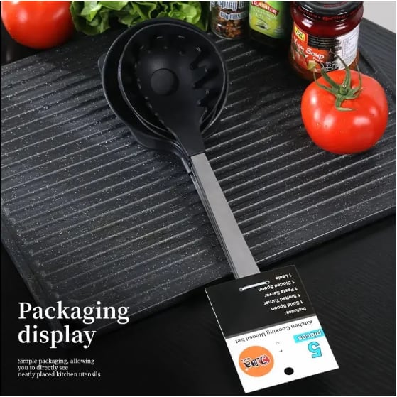 Cooking Utensil Set Premium 5 Piece Kitchen Utensil Set - Stainless Steel Handle And Nylon Faucet, Non-Stick, Heat Resistant, For Home, Kitchen Gift view 5