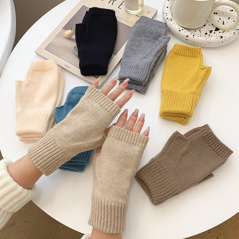 Women's Warm Knitting Wool Half Finger Gloves view 2