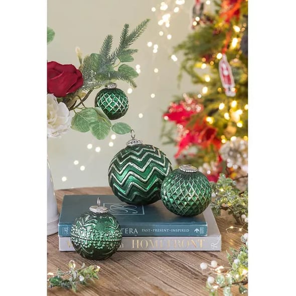 D3.9 Christmas Ball Ornaments, Glass Decorative Hanging Ball Christmas Tree Ornaments For Holiday Party Decorations, Set Of 6 view 7