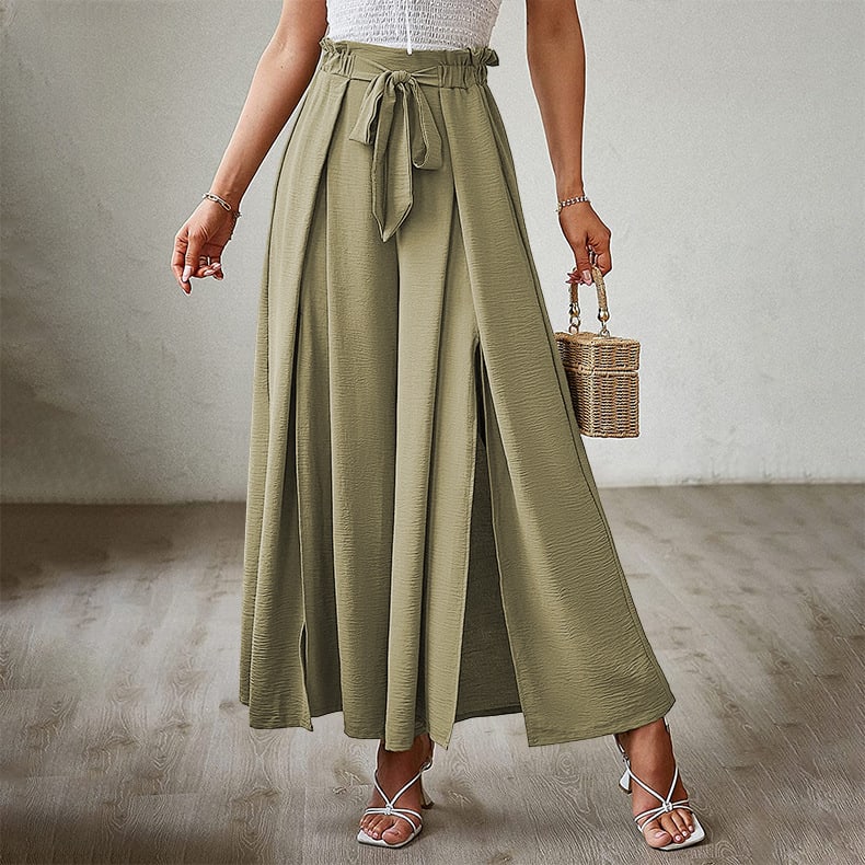 European And American Bow Loose High Waist Pleated Wide Leg Pants view 4