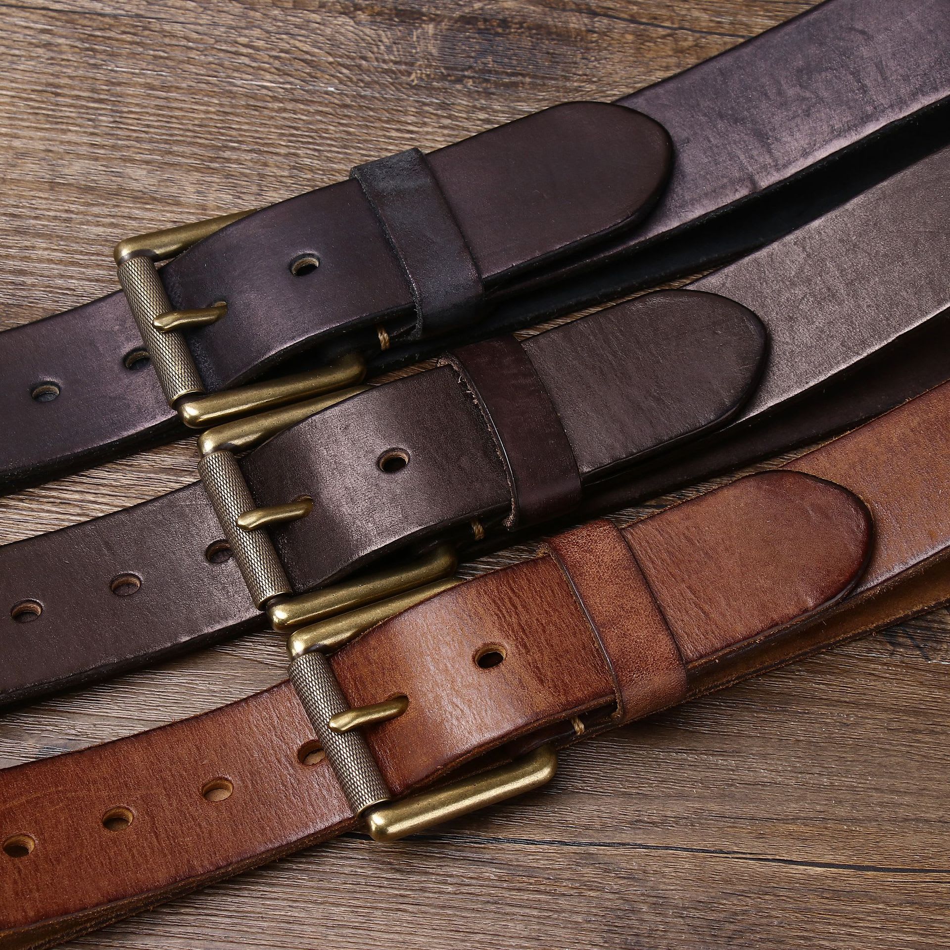 4CM Wide Handmade Widen And Thicken First Layer Cow Leather Belt view 2