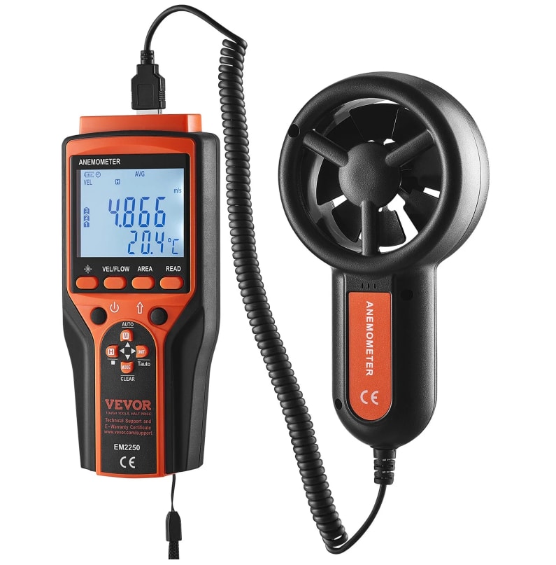 Split Handheld Anemometer, Digital Wind Speed CFM Meter Gauge With LED Backlight Screen, Measures Wind Velocity Wind Temperature Air Flow Wind Chill, For Sailing Surfing Flying HVAC view 6
