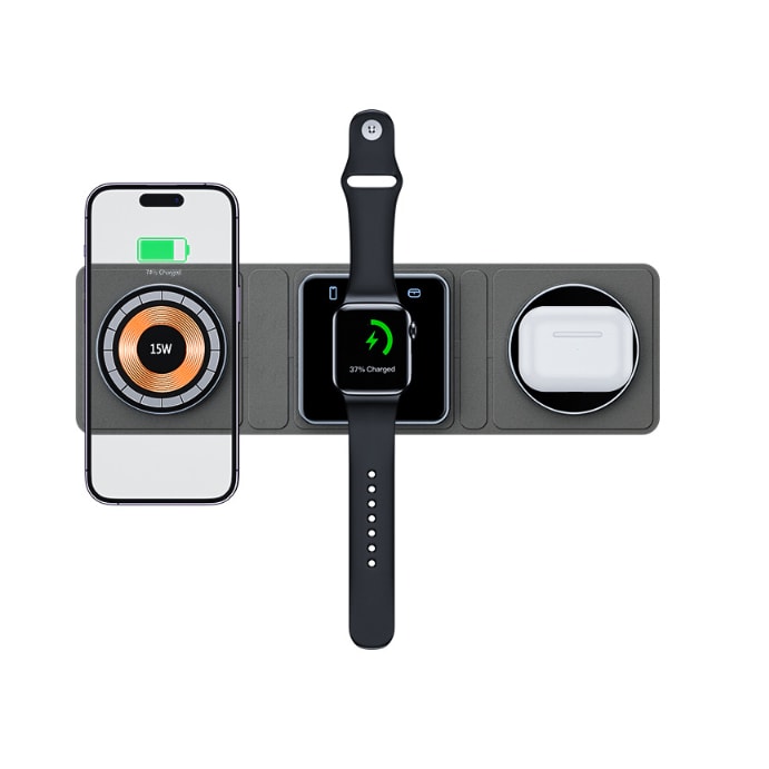 3 IN 1 Magnetic Folding Wireless Charger Station For IPhone Transparent Fast Charging For IWatch And Airpods view 4