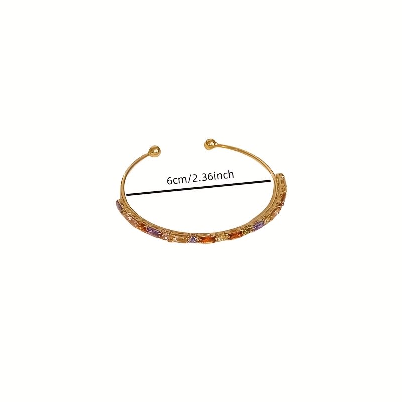 Women's Elegant Open Bangle, Light Luxury Versatile Colorful Bracelet, Ideal Gift For Ladies view 2
