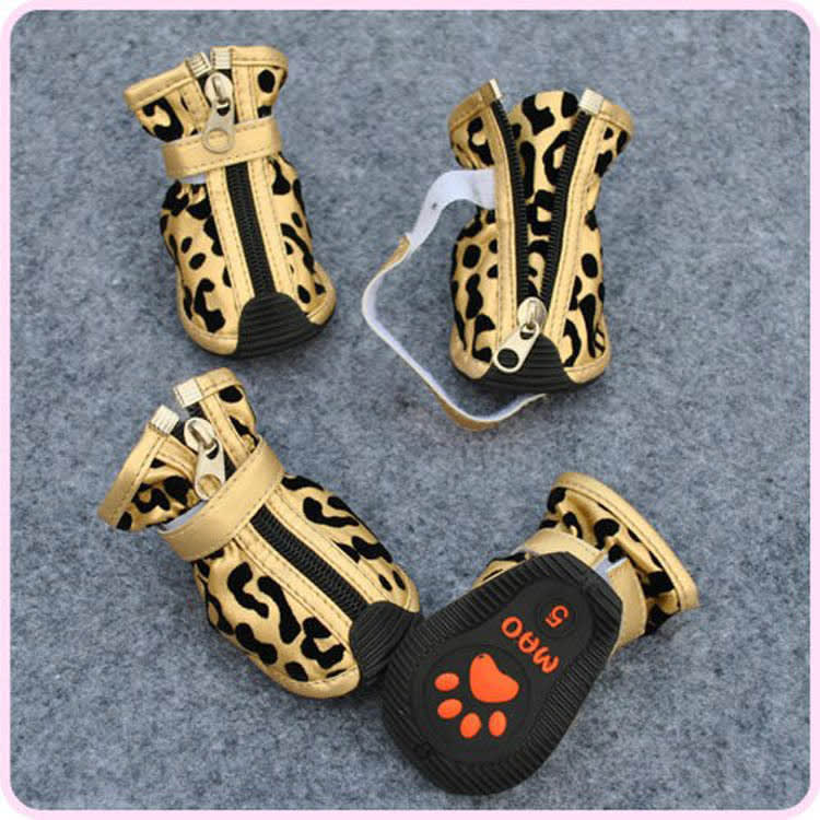 New Fashion PU Leopard Print Pet Shoes view 2