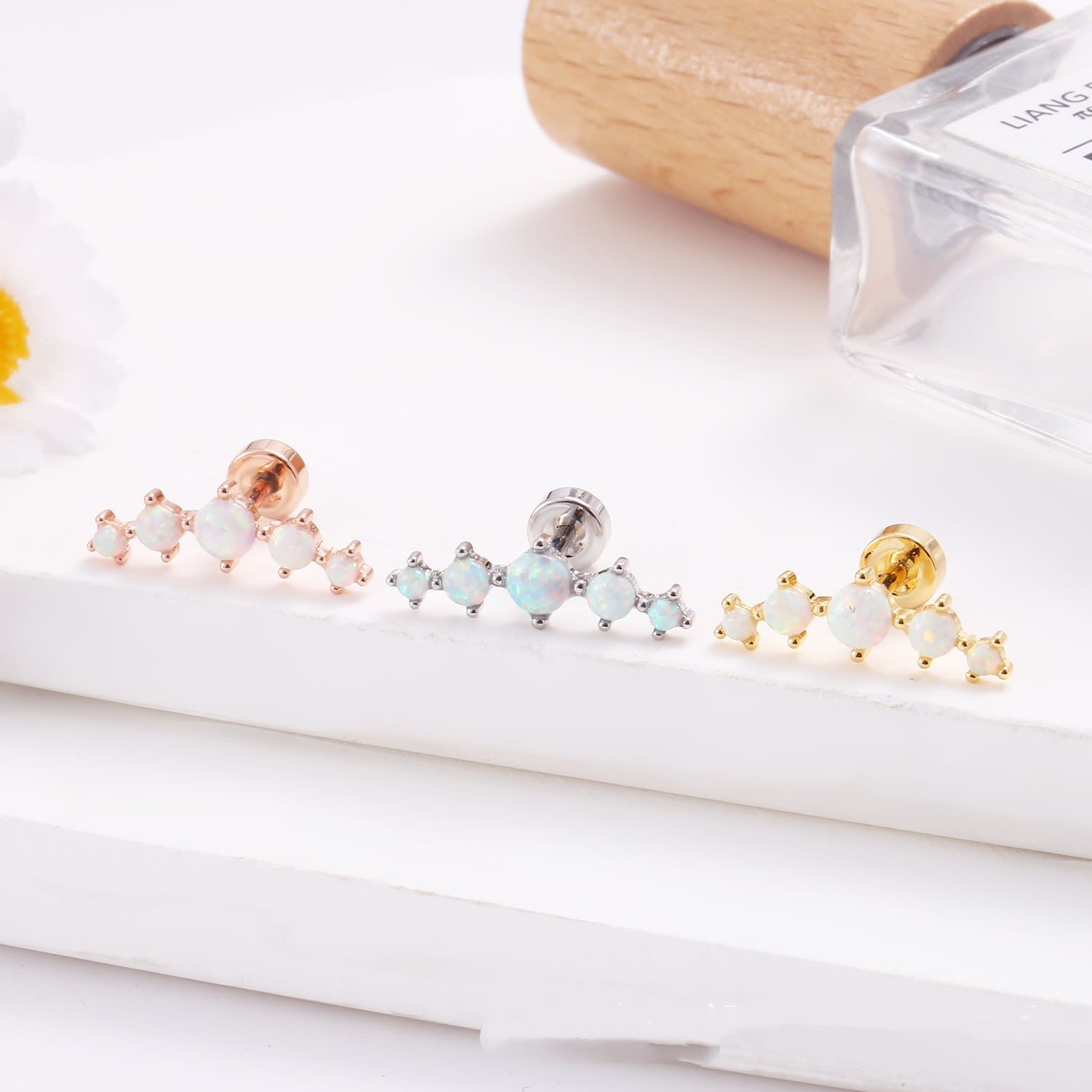 Stainless Steel Lip Studs With Heart-shaped Zircon Earrings view 16