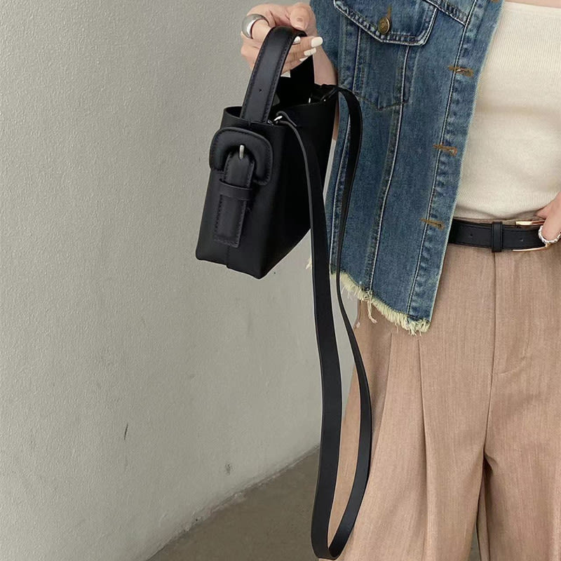 Women's Fashion Simple Solid Color Leather Shoulder Messenger Bag view 10
