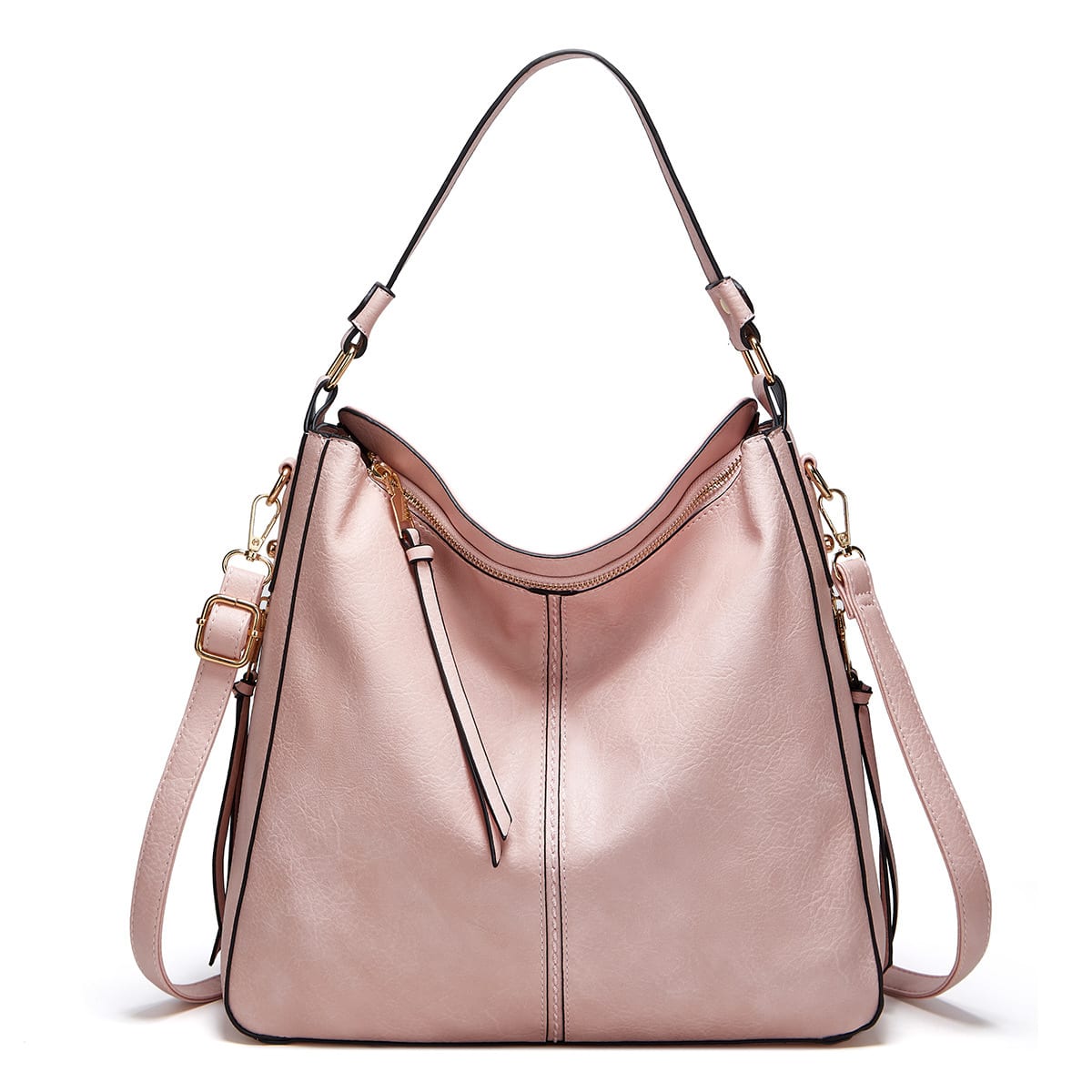 Hobos Zipper Bucket Bags With Adjustable Shoulder-strap Handbags Temperament High Capacity Messenger Shoulder Bag For Women view 3