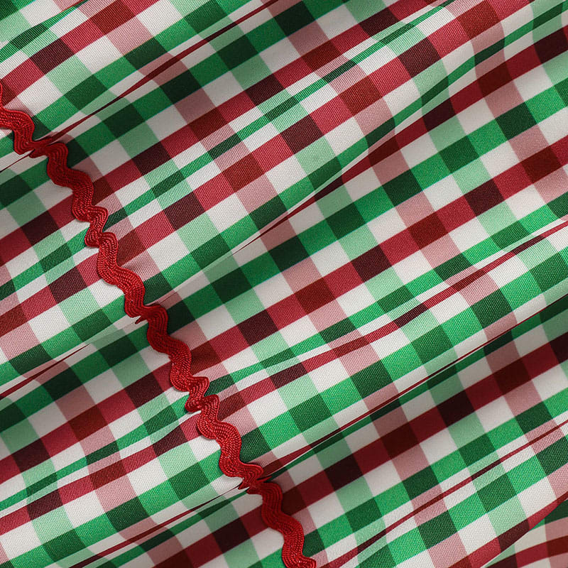 Toddler Infant Baby Girls Christmas Dress Short Sleeve Christmas Tree Embroidered Plaid Casual Party Dresses view 12