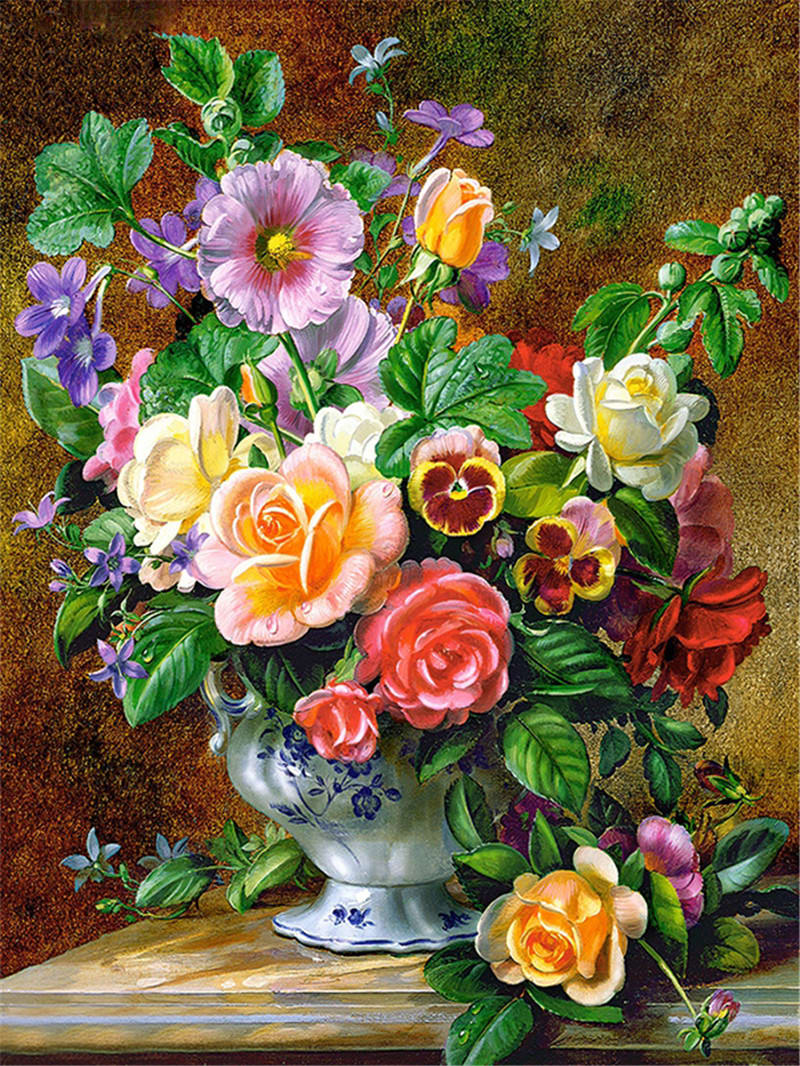 Flower Combination 5d Diamond Painting Diy Full Diamond Cross view 4