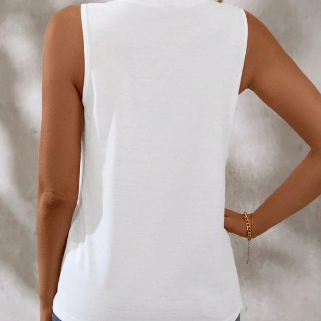 Women's Summer Solid Color Round-Neck Pleated Loose Casual Tank Top view 4