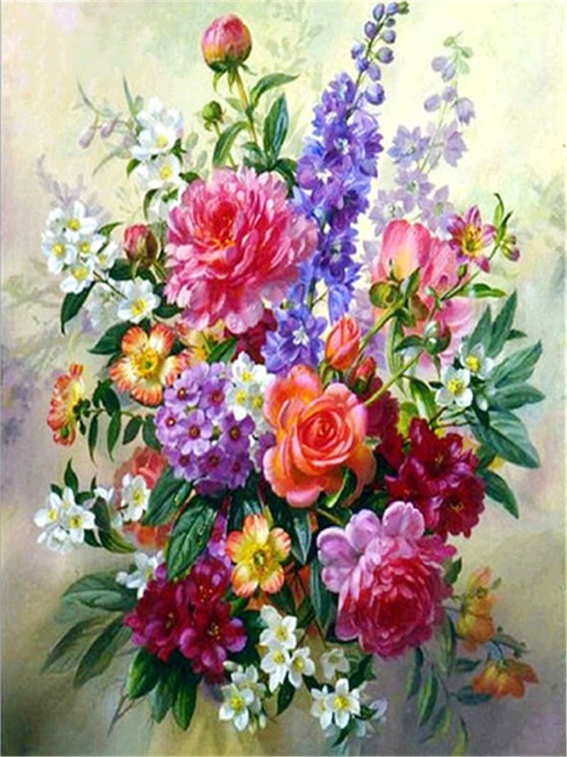 Flower Combination 5d Diamond Painting Diy Full Diamond Cross view 3