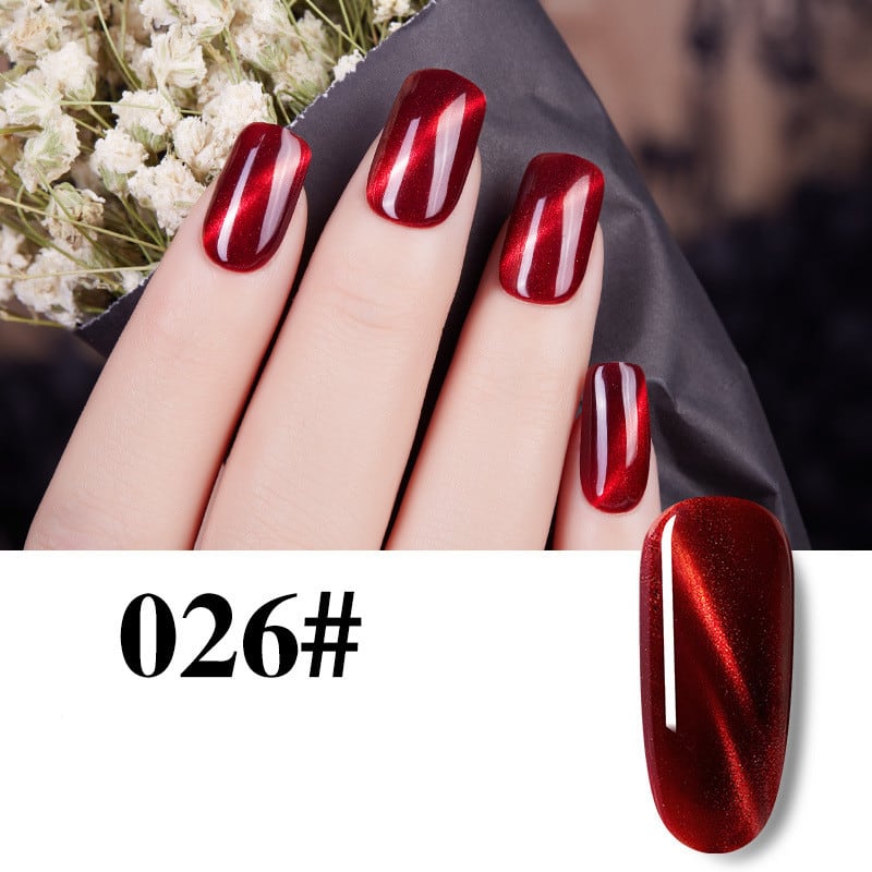 Flame Red Cat Eye Gel Enhancements view 6