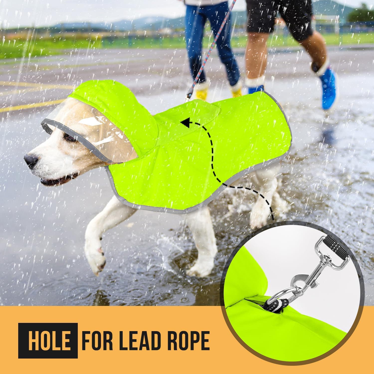 Dog Raincoat Waterproof Soft Breathable Dog Rain Jacket For Small Dog Hooded Dog Rain Coat With Transparent Cap Protect Belly view 5