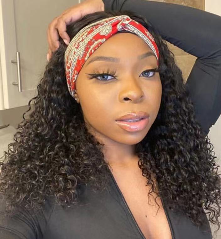European And American Women's Head Scarf Wig Ice Silk Headband view 5