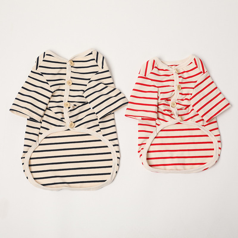 Dog Striped Cotton V-Neck Pet Warm Bottoming Shirt view 2