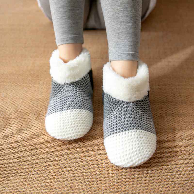 Women's Color-matching Knitted Plush Floor Socks Home Indoor Warm Non-slip Carpet Socks Winter Fashion view 3
