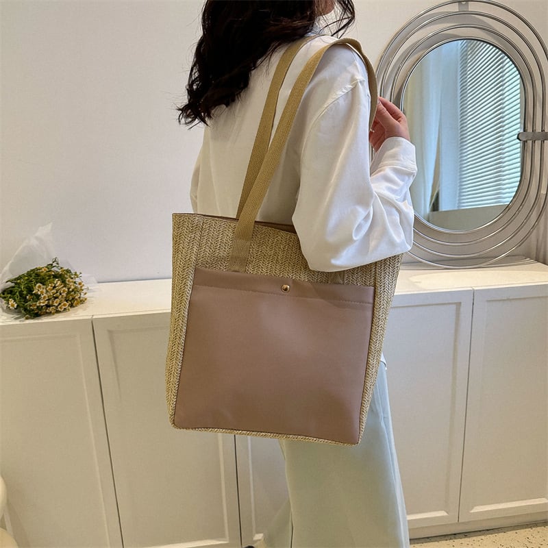 New Simple Casual One Shoulder Retro Large Capacity Tote Commuter Bag view 13