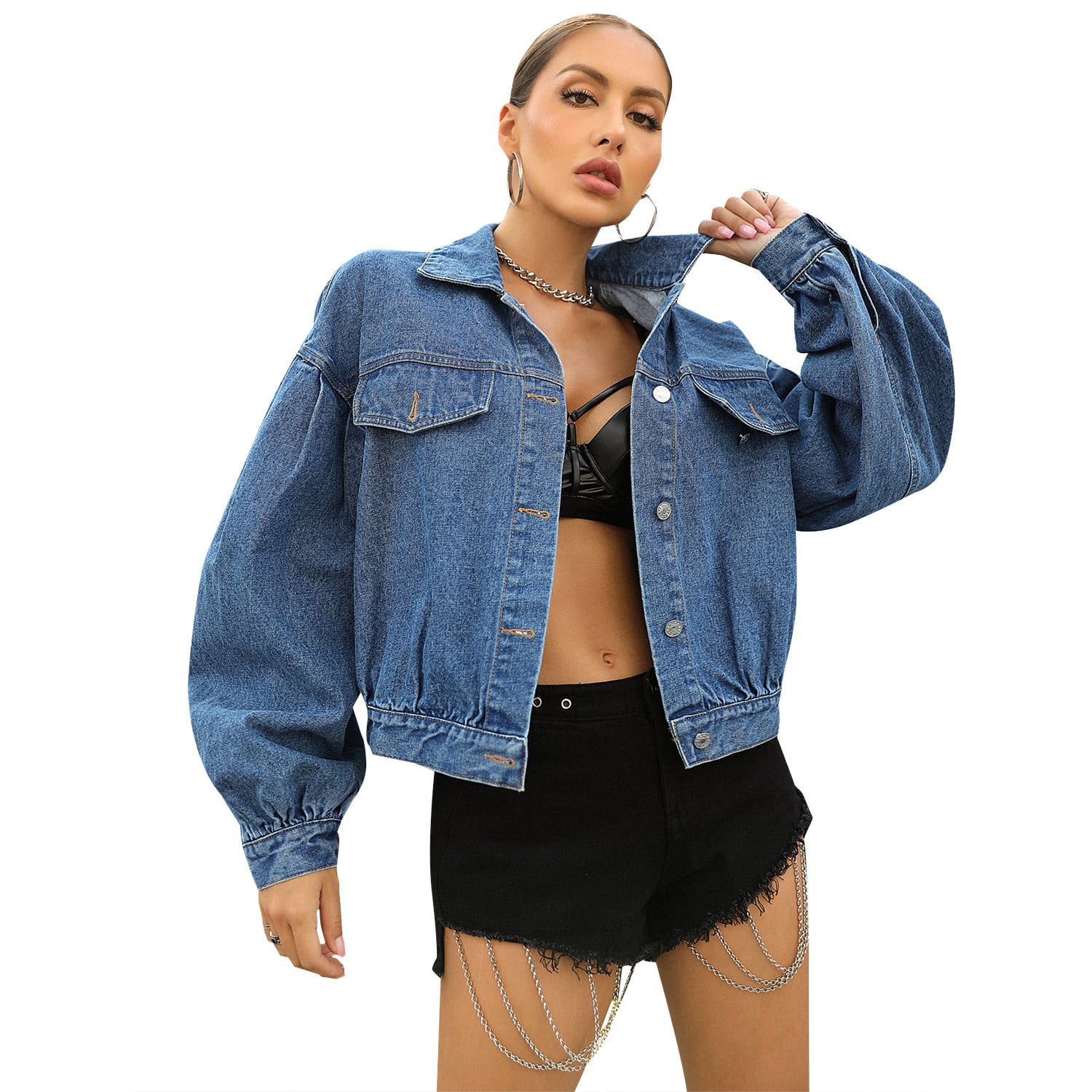 Casual Street Hipster Loose All Match Short Denim Jacket view 4