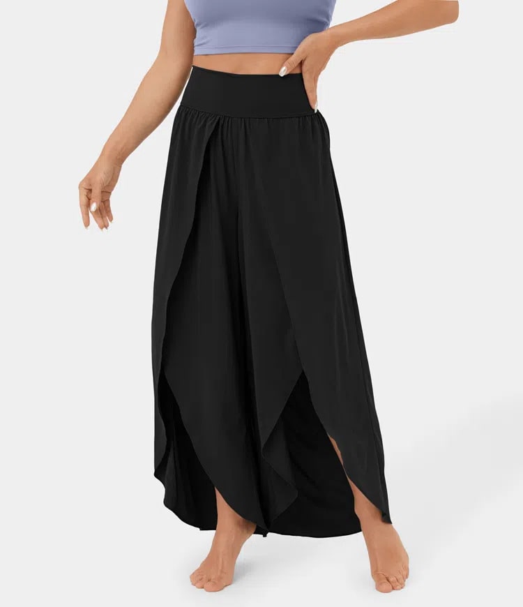 Loose Split Yoga Pants Summer Elastic High Waist Wide Leg Trousers Women's Fashion Versatile Clothing view 13