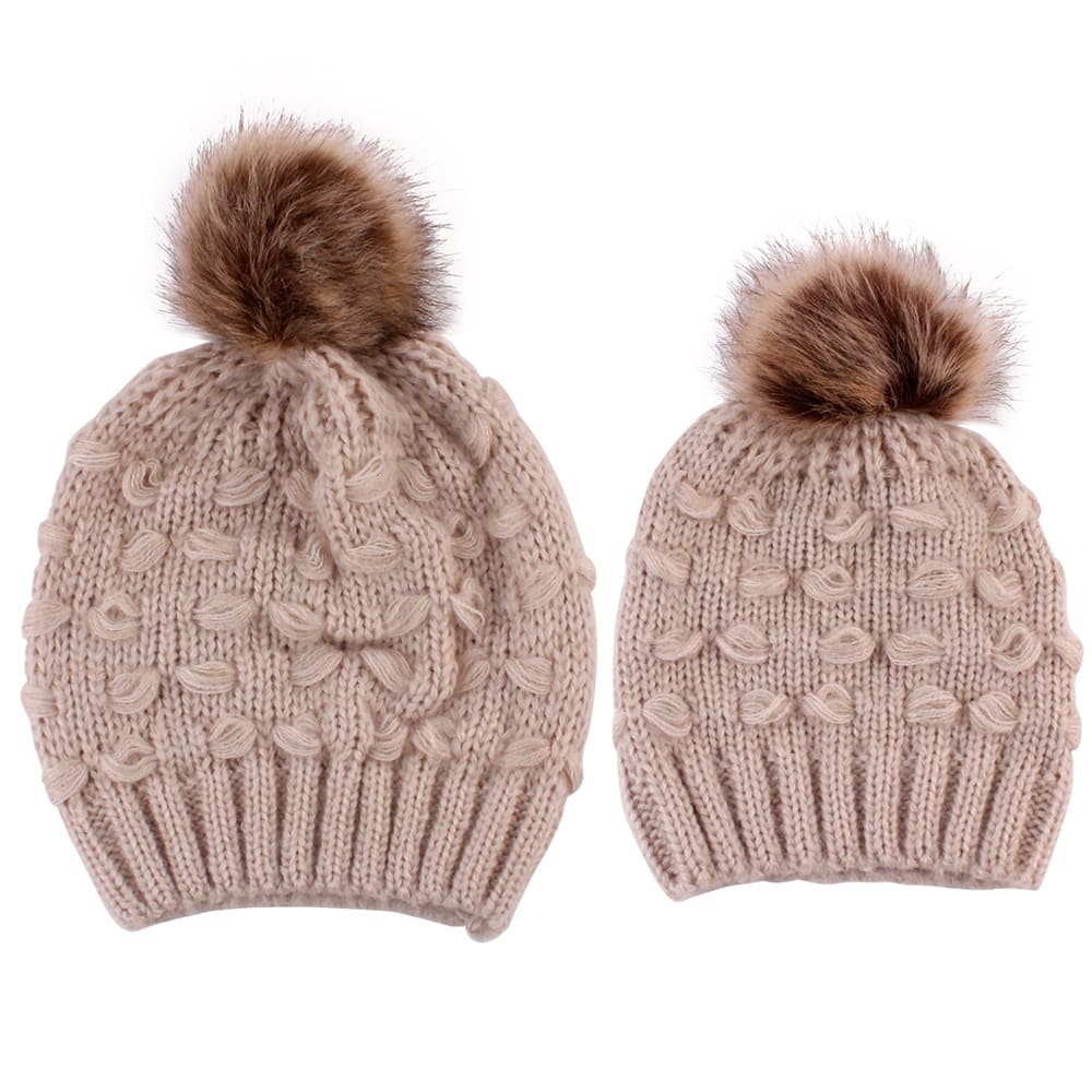 Parent-child Knitted Hat Manufacturers Spot Butterfly Fur Ball Warm Hat