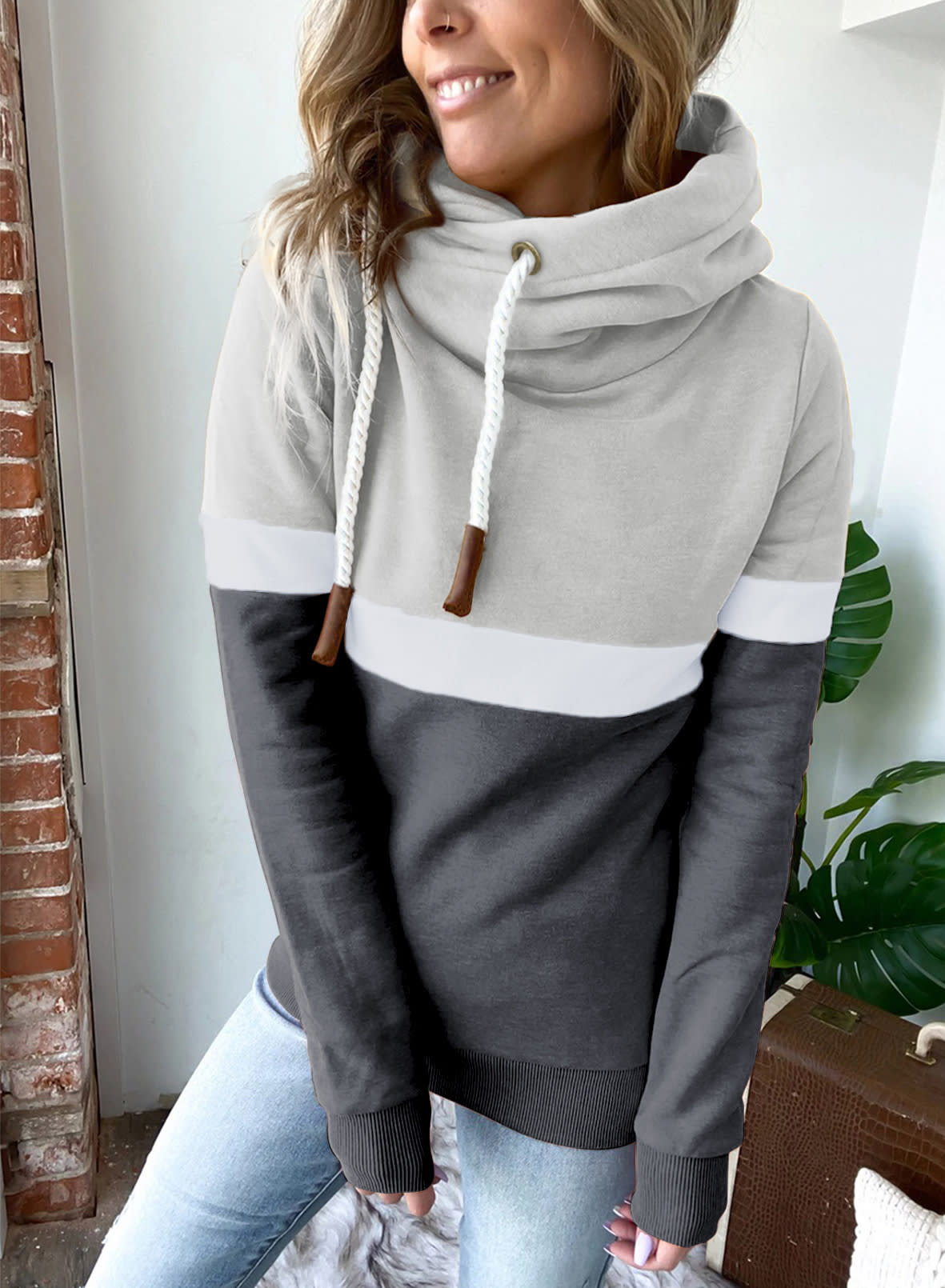 Women's Casual Turtleneck Hooded Sweatshirt view 5