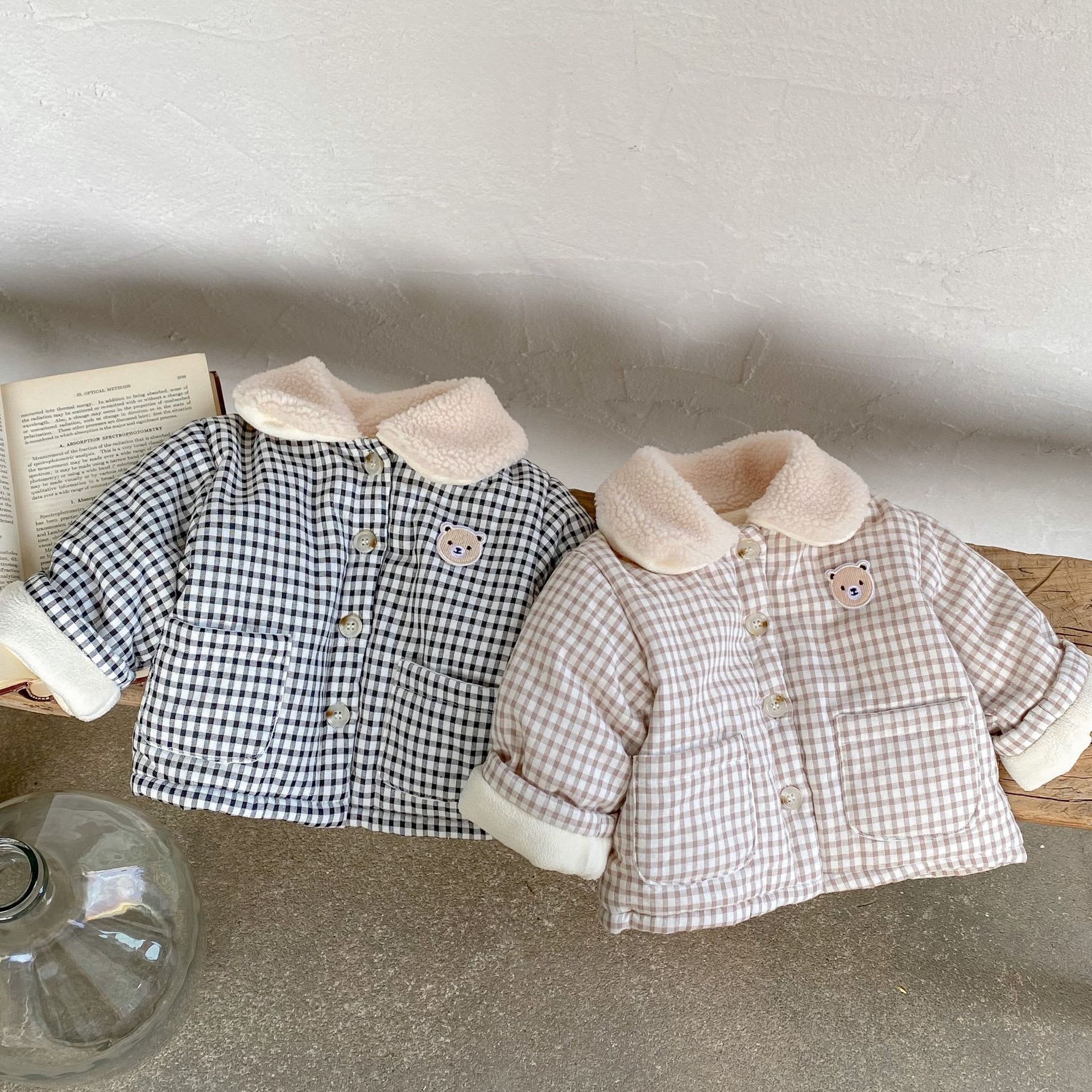 Baby Winter Coat Men's And Women's Korean-style Plaid Bear Quilted To Keep Warm Cotton-padded Jacket Thickened Children's Cotton Clothes view 6