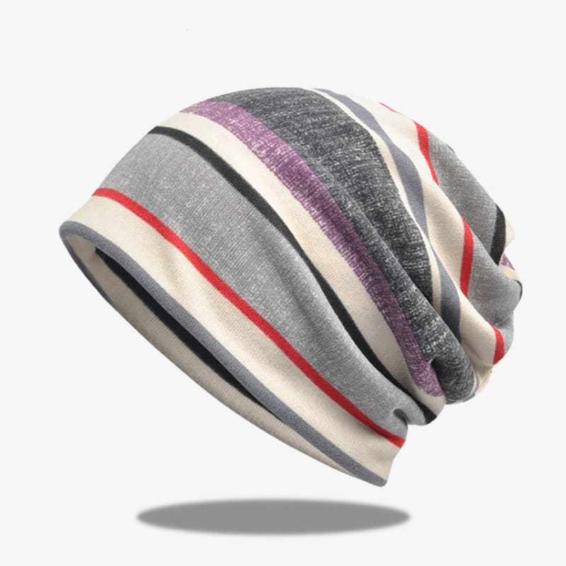 Striped Scarf Hat Men And Women All-match Pullover Hat Casual view 4